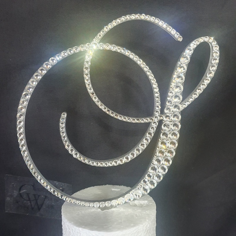 Swarovski Crystal Letter 8 monogram lnitial, EXTRA LARGE rhinestone Cake Topper decor, Wedding  cake topper jewel letters decorations.