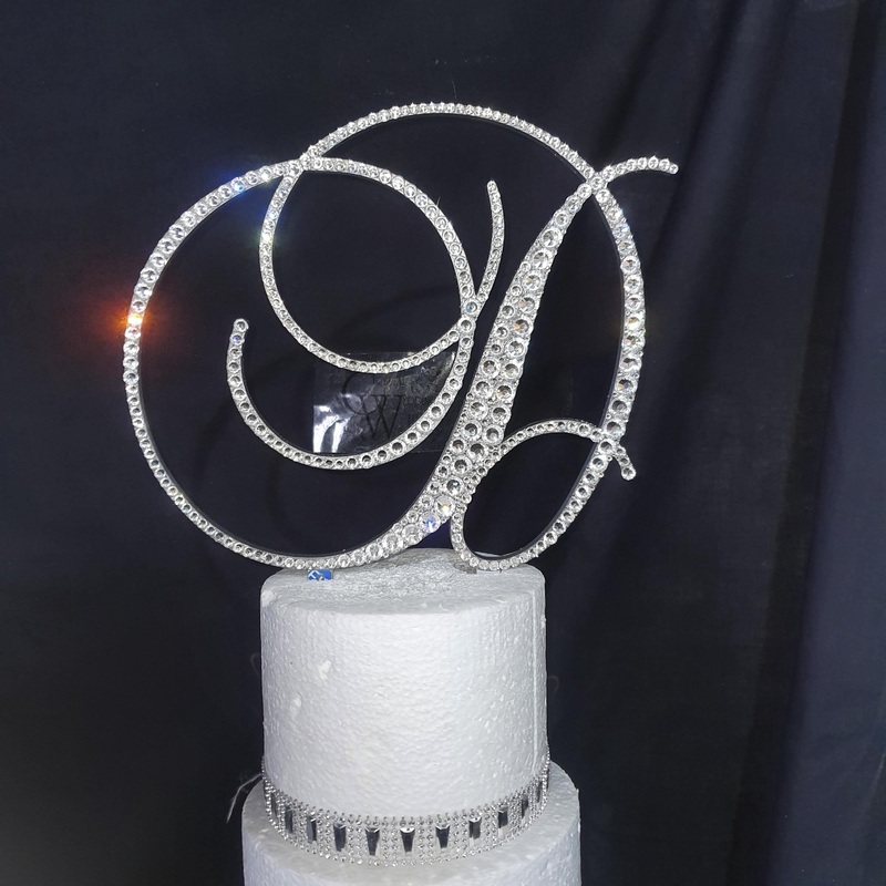 Swarovski Crystal Letter Cake Topper: 6 Monogram Initial