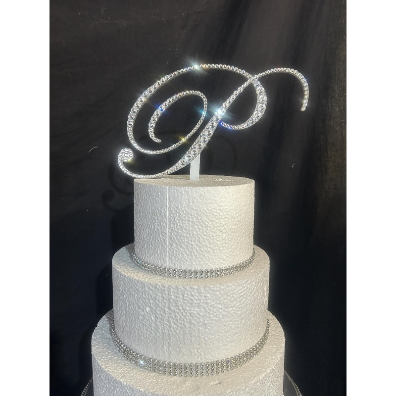 Swarovski Crystal Monogram Cake Topper: Custom Initial, 6 Tall