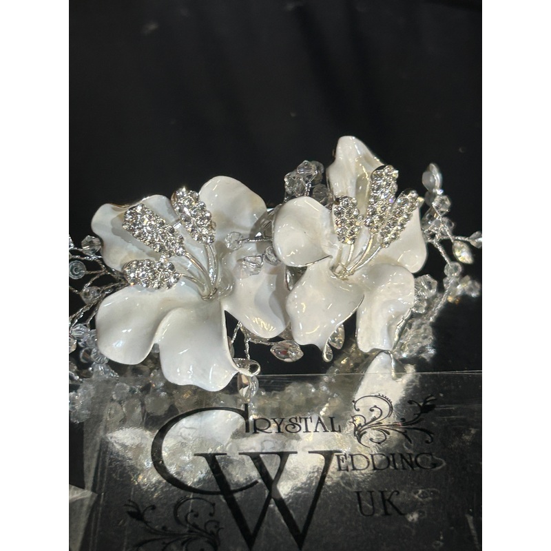 White flower wrist corsage and  Boutonniere set  wedding or Prom corsage. flower lily , Wedding Buttonhole Boutonnire by Crystal wedding uk