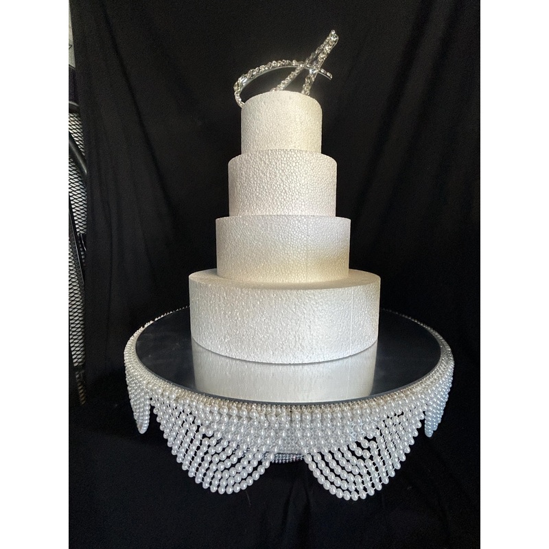 White Pearl cake stand, wedding cake stand, round or square by Crystal wedding uk