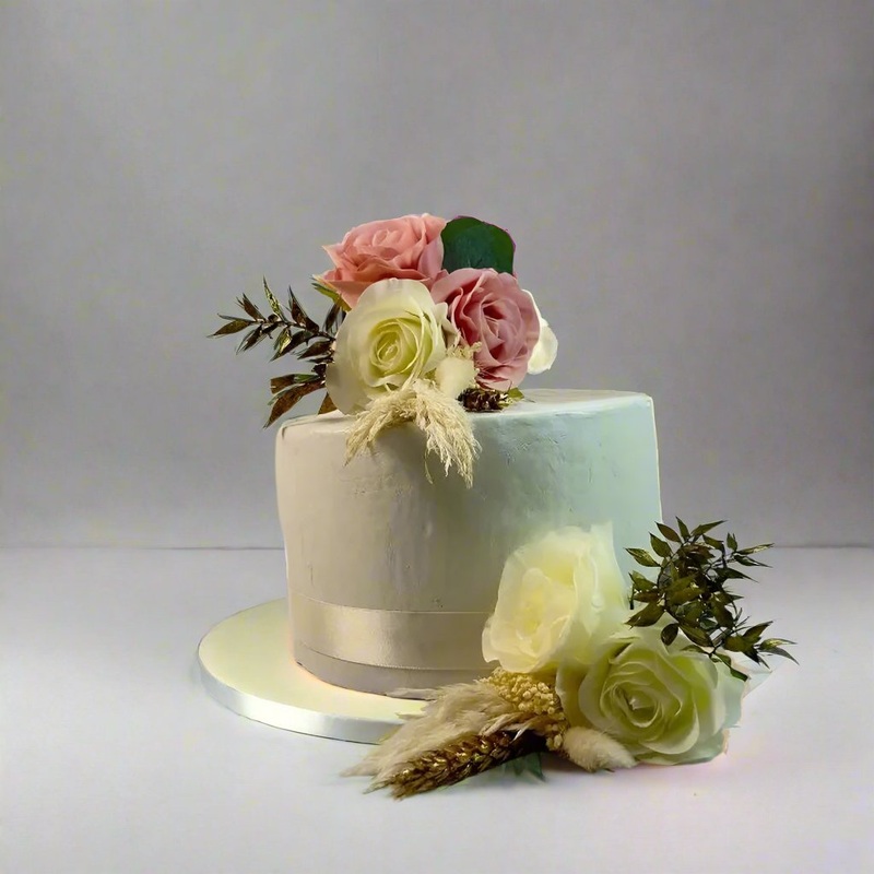 Gold, Pink, and Ivory Artificial Cake Flowers