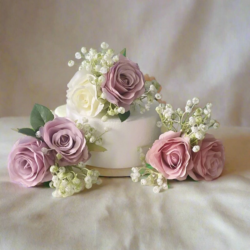 Lilac and Pink Artificial Cake Flowers