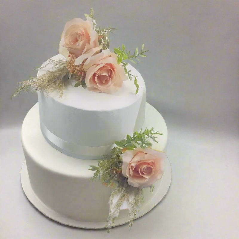 Peach, Gold, and Pampas Cake Flowers