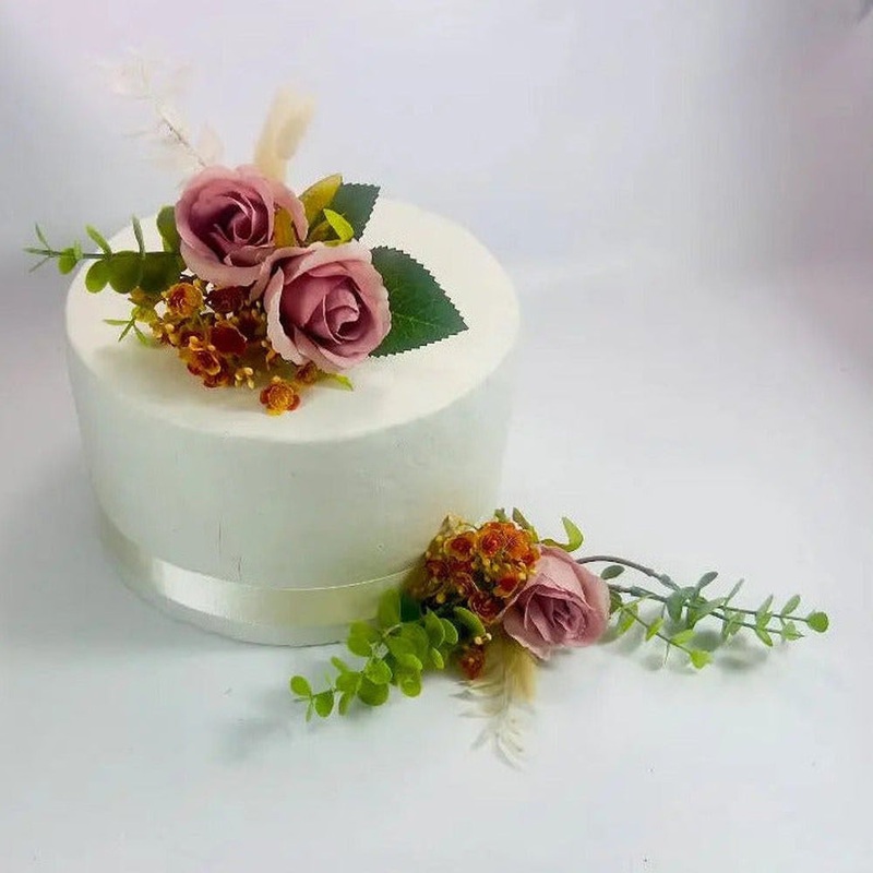 Pink And Orange Rose Artificial Cake Flowers