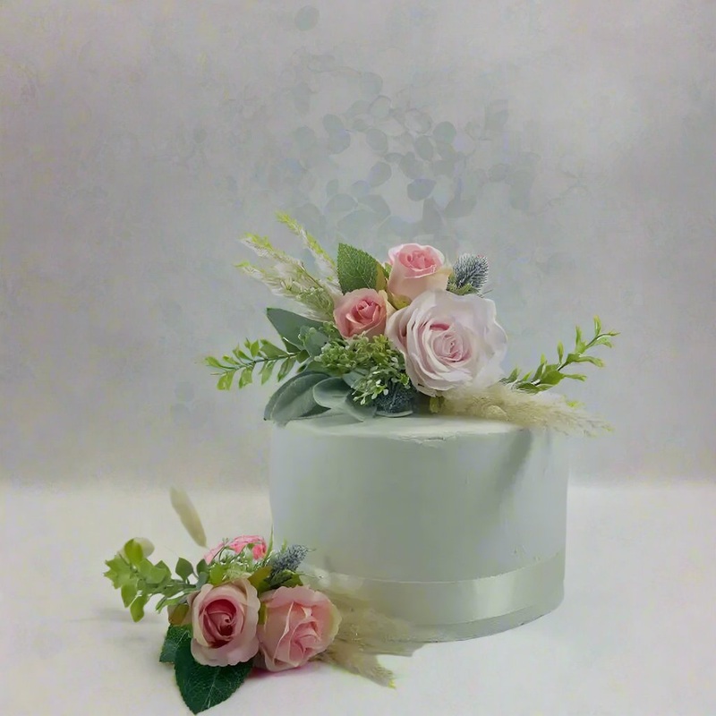 Pink Rose And Pampas Cake Flowers