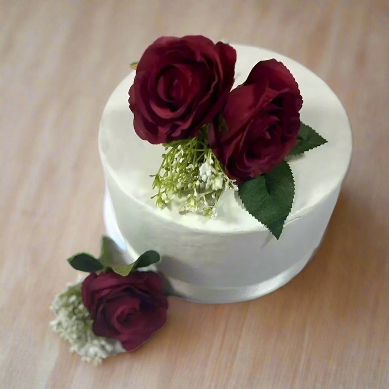 Red and White Artificial Cake Flowers
