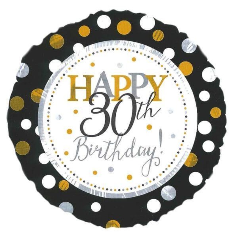 30th Gold Spot Birthday Helium Balloon