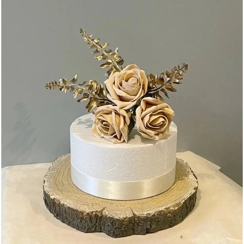 Champagne and Gold Flower Cake Topper