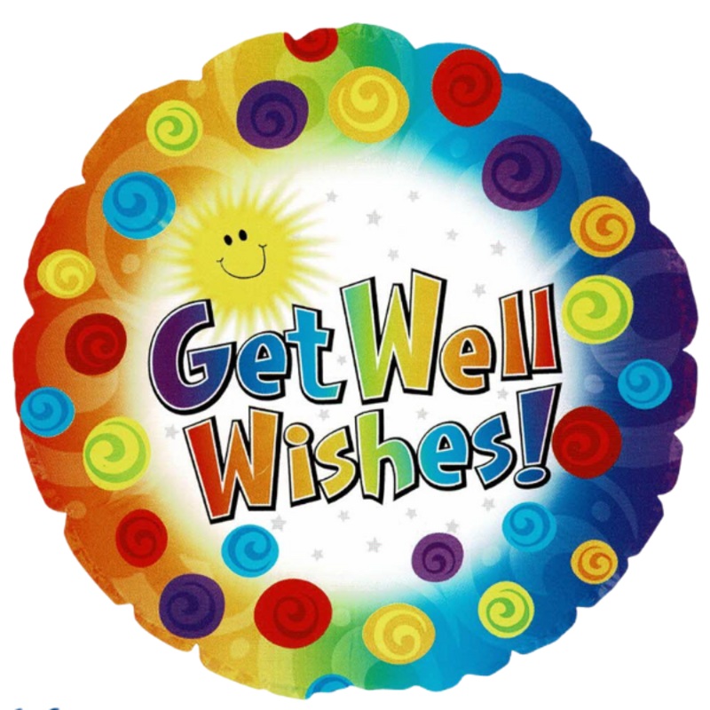 Get Well Swirls Balloon-Tied to water weight & In balloon box