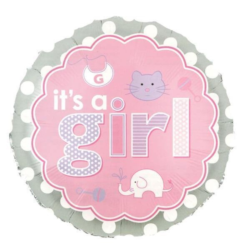 It’s A Girl Balloon – Pink & Grey Helium Balloon