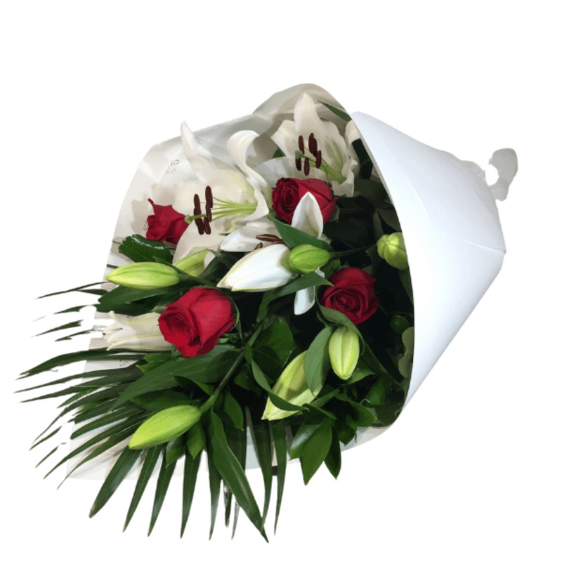 Red Roses and White Lillies Bouquet