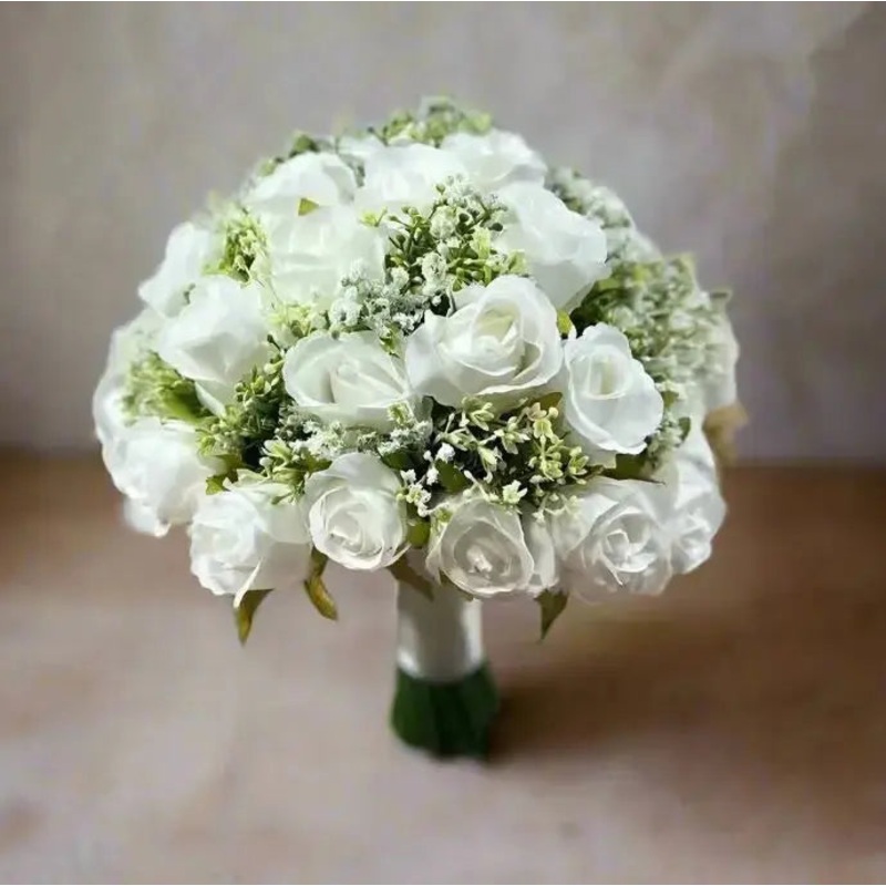 White Rose Artificial Wedding Bouquet Hire